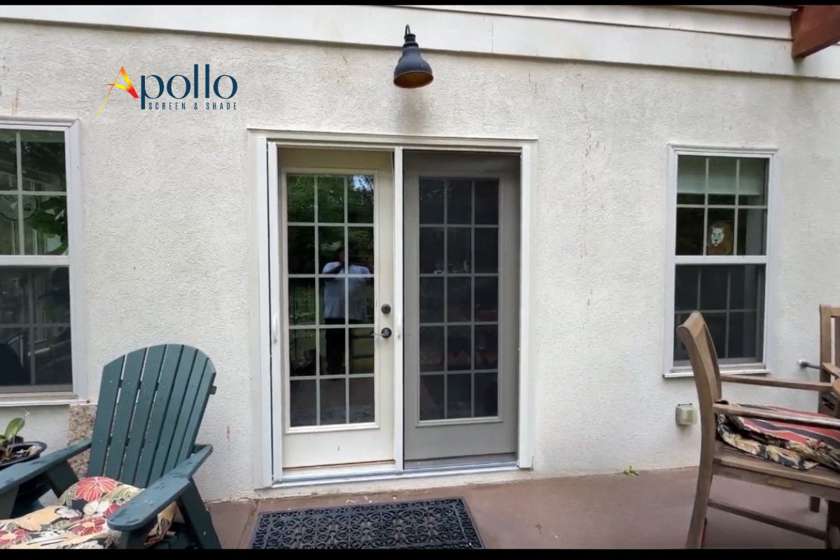 Apollo French Retractable Screen Door Outside View.
